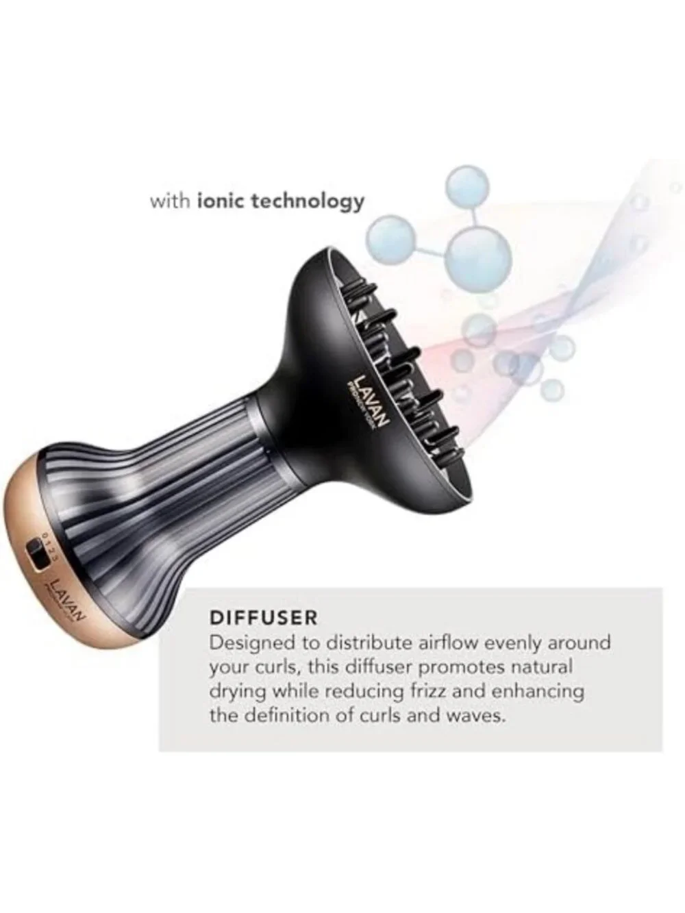 Ionic Hair Dryer for Curly & Wavy Hair – Fast Drying, Sleek Gold Design